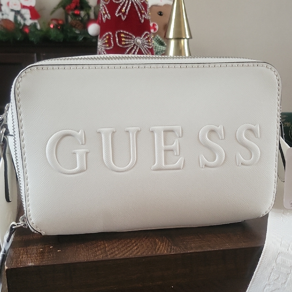 GUESS Ivory Embossed Crossbody Bag